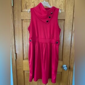 Monteau Red Asymmetrical Collared Dress